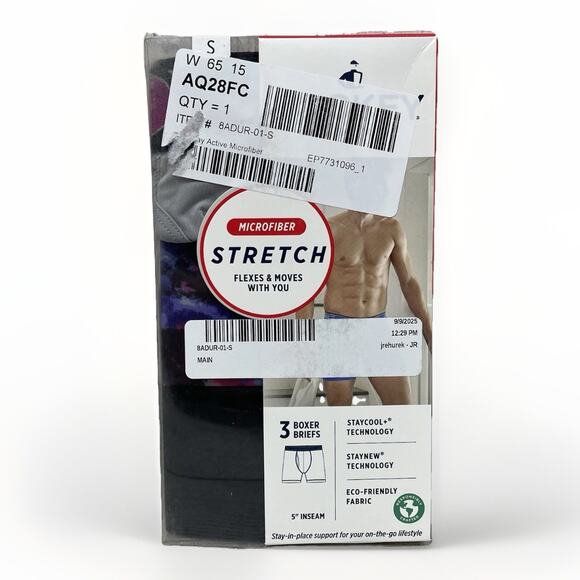 Jockey Men's Small Underwear Active Microfiber 5" Boxer Briefs 3 Pack Gray Black - Picture 4 of 7